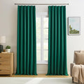 92 Inch Dark Green Pinch Pleated Blackout Curtains by KEQIAOSUOCAI