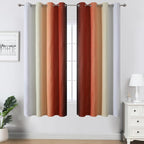 Burnt Orange and Greyish White Ombre Blackout Curtains 52Wx63L Inch Long | - Image 2