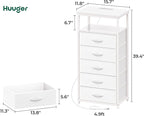 Huuger White Dresser with 5 Drawers & Charging Station, Tall Dresser - Image 3
