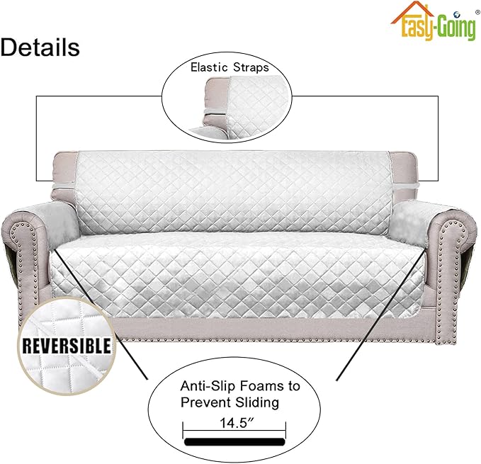 Easy-Going Reversible Couch Cover, 4 Seater Sofa, Washable Slipcover - Image 3