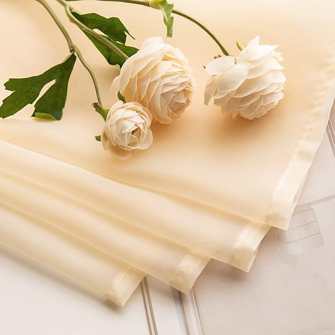 MIULEE 2 Panels Half Window Sheer Curtains 29 by 24 Inch Cream Beige | Rod - Image 5