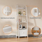 Furologee 5-Tier White Ladder Shelf, Ladder Bookshelf - Image 8