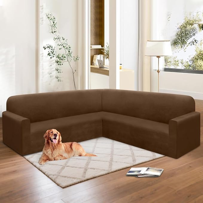 HDCAXKJ Corner Sectional Couch Covers Velvet Stretch L Shape Sofa Cover Soft - Image 6