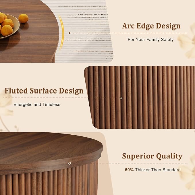 LYNCOHOME 31.5'' Fluted Flip Top Round Coffee Table - Image 5