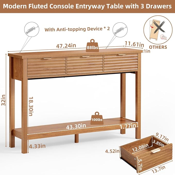 LEYAOYAO Fluted 47.2" Console Table - Image 3