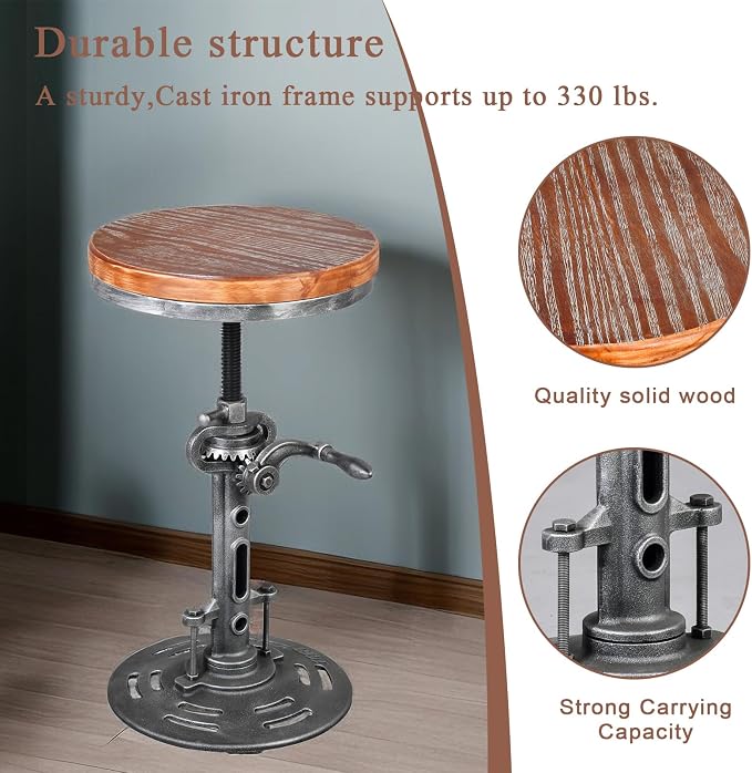 LOKKHAN American Antique Steampunk Deco Vintage Industrial Bar Cafe Stool - Image 8