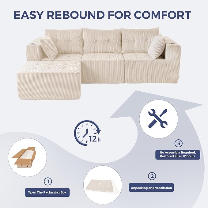 MAXYOYO Modular Sectional Sofa Couch, L Shaped Modern Cloud Couch - Image 6