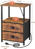 LOAKEKEL Night Stand Set 2, LED Nightstand - Image 3