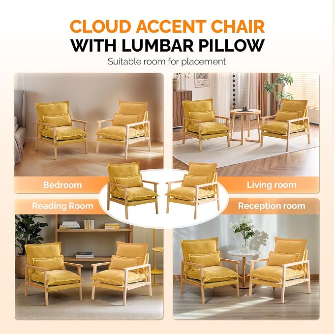 VINGLI Mid-Century Modern Cloud Accent Armchairs set of 2 - Image 8
