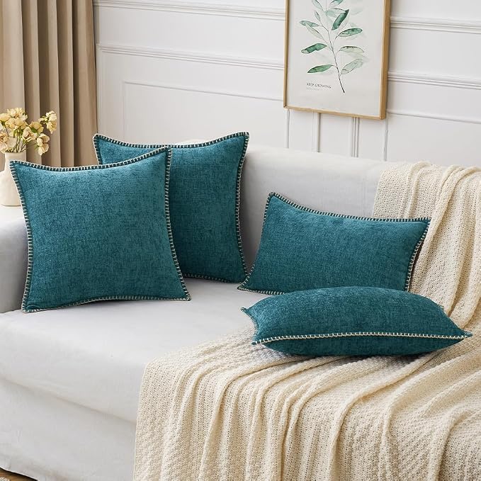 MIULEE Decorative Lumbar Throw Pillow Covers 12x20 Inch Dark Teal 2 Pack | - Image 5