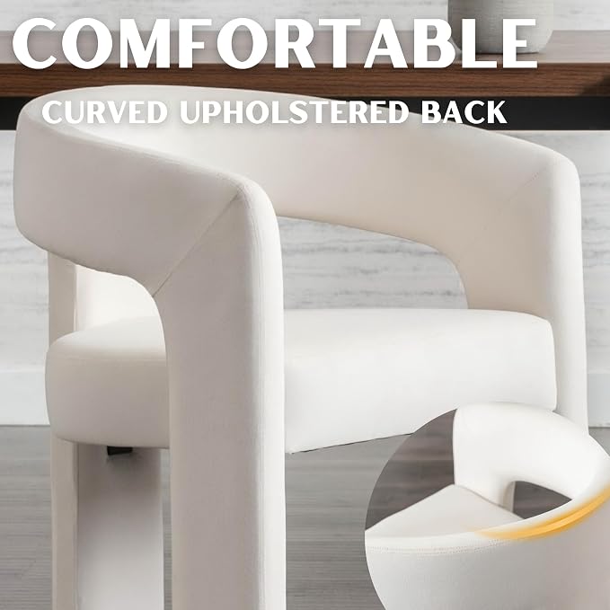 RIVOVA Modern Barrel Dining Chairs Set of 5, Velvet Upholstered Accent Side - Image 4