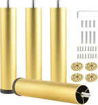 4 Pack 8 Inch Gold Furniture Legs Metal Adjustable Risers Cylinder Screw in M8 by Unknown