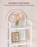 Hzuaneri Bookcase Bookshelf, Tempered Glass Bookshelves, Slim Shelving Unit - Image 4