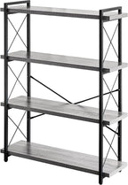 HCHQHS Bookshelf, 4-Tier Industrial Bookcase, Rustic Open Book Shelf, by HCHQHS