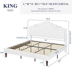Allewie King Bed Frame with Adjustable Velvet Tiara Headboard, Upholstered - Image 2