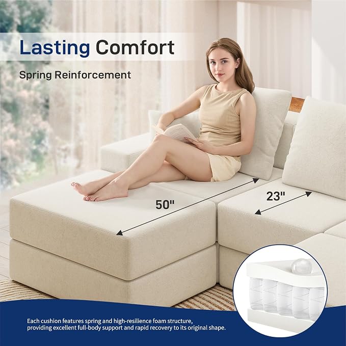 Living&Giving 101" U-Shaped Cloud Sectional Couch - Image 6