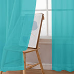 Chyhomenyc Turquoise Sheer Curtains 84 Inches Long - Image 3