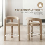 HNY 26 Inch Modern Tall Barrel Bar Stools Set of 3, Velvet Upholstered Barstools - Image 6
