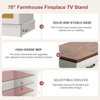 MXV 70" Fireplace TV Stand, 3-Sided Glass Fireplace and Modern Entertainment - Image 3