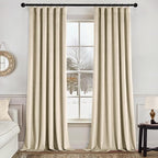 MIULEE Velvet Curtains 50W x 108L 2 Panels Beige Blackout Curtains | Luxury by MIULEE