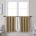 Simplebrand Ava Taupe Short 24 Inches Blackout Curtain 2 Panels Set, Half by Simplebrand