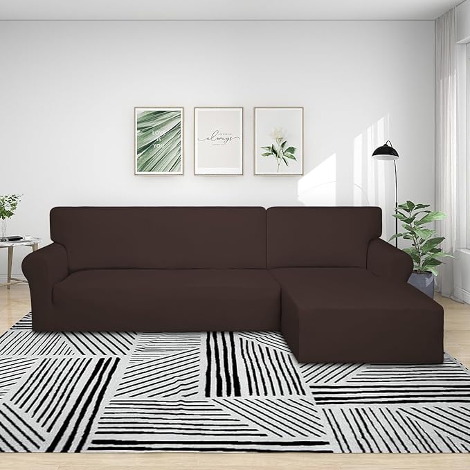 PureFit Stretch Sectional Couch Covers 2 pcs Non Slip L Shape Sofa Cover - Image 2