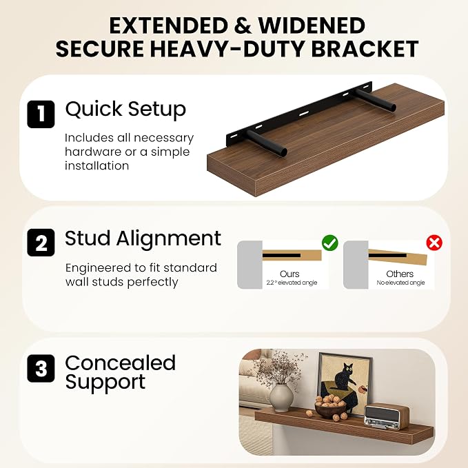 Fun Memories 67 Inch Fireplace Mantel Shelf, Deep Floating Shelves - Image 7