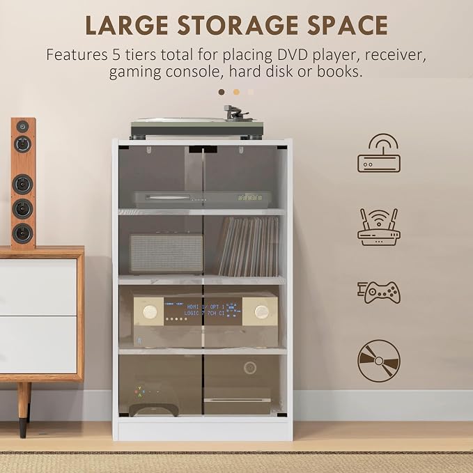 HOMCOM Media Cabinet, 4-Tier Stereo Cabinet - Image 5
