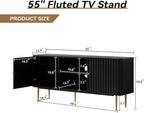 ARTPOWER 55” Fluted TV Stand, Mid Century Modern Black TV Stand - Image 2