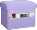 Small Ottoman with Storage, Folding Soft Fur Storage Foot Rest Stool with by FaiPueStore