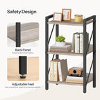 HOOBRO Bookshelf, 3-Tier Industrial Bookcase, Book Shelf Storage Organizer - Image 6