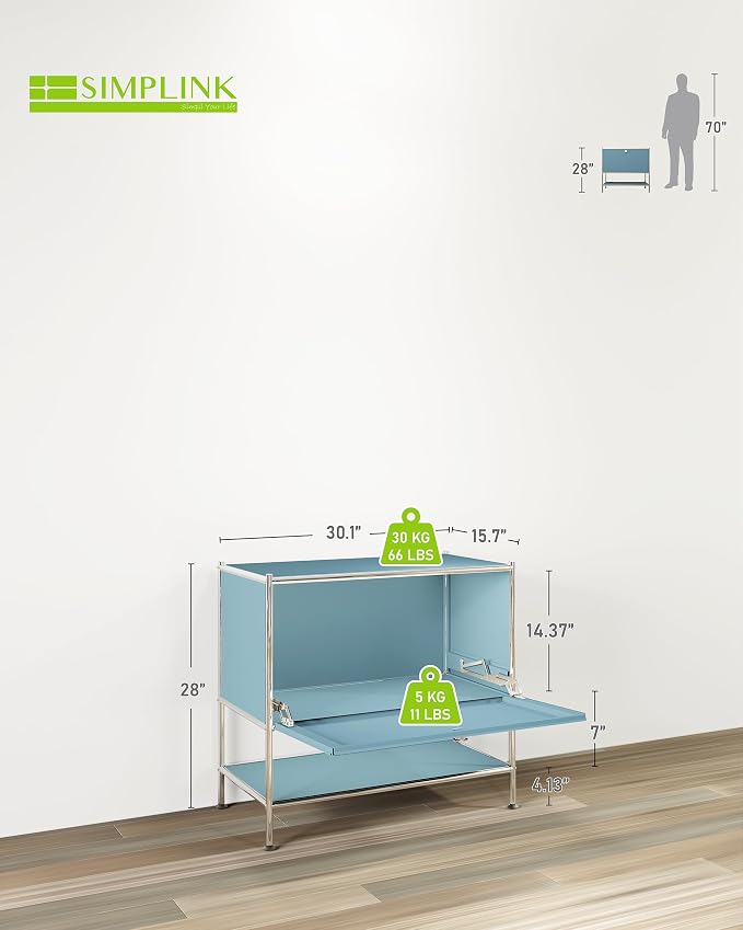 Metal Sidetable with Flap Door, 27.5" Height - Image 3