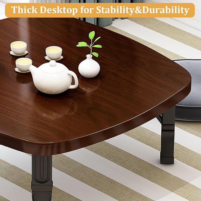 Japanese Floor Table, Square Coffee Table Foldable Tea Table, Low Table Small - Image 4