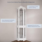 BELLEZE Lighted 3-Side Glass Display Curio Cabinet w/ Tempered Glass Doors and - Image 5
