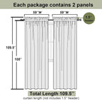 Charcoal Grey Sheer Curtains 108 Inches Long 2 Pcs, Airy Light Filtering - Image 3