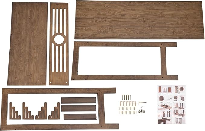 Chinese Style Vintage Console Table, 40In 2 Tiers Bamboo Sofa Consoles Table - Image 6