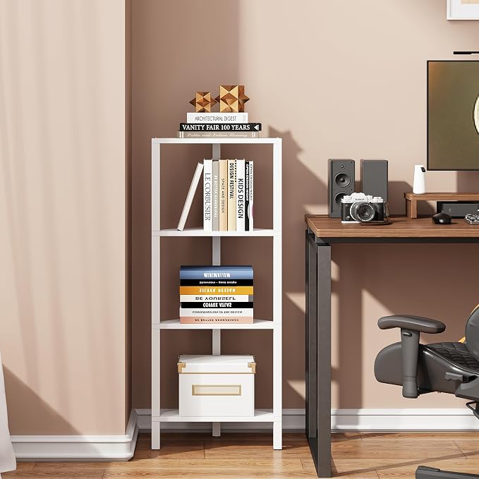 TUTOTAK Corner Shelf, 4-Tier Corner Bookshelf - Image 4