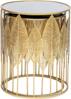 Homebeez Gold Nesting Tables Set of 2, Glam Leaf Design Round End Table - Image 7