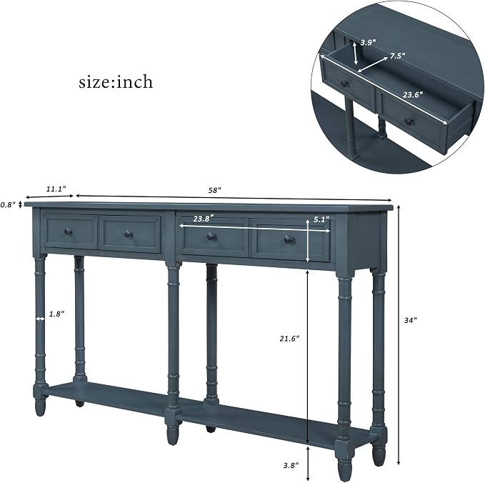 Merax Retro Console Table Sofa Table - Image 2