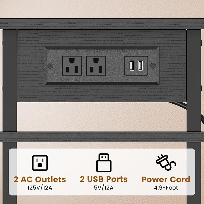 Asgolion Side Table with Charging Station, Skinny Nightstand with USB Ports and - Image 5