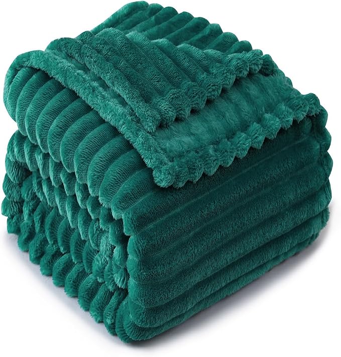 Teal Throw Blanket for Couch Sofa 60x80 inches Striped Design | Fleece Blankets - Image 5
