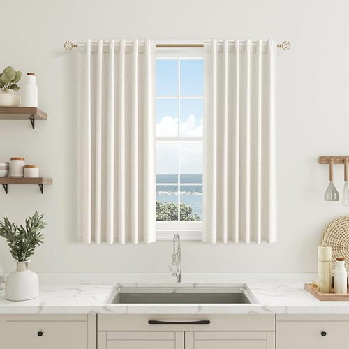 100% Blackout Linen Short Curtains by Guken