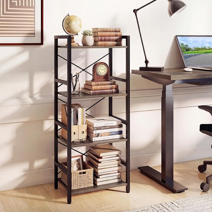 Tangkula 3-Tier Industrial Bookshelf, 16.5" Width Wooden Open Bookcase - Image 5