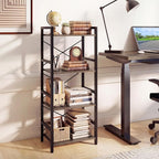 Tangkula 3-Tier Industrial Bookshelf, 16.5" Width Wooden Open Bookcase - Image 2