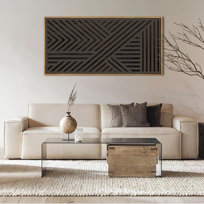 IARTTOP Extra Large Wood Black Wall Art 20x40 Inch Framed Abstract Geometric - Image 4