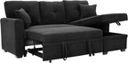 L Shaped Sectional Couch with Storage and Pull Out Bed, 3 Seater Sleeper Sofas by LITVZ