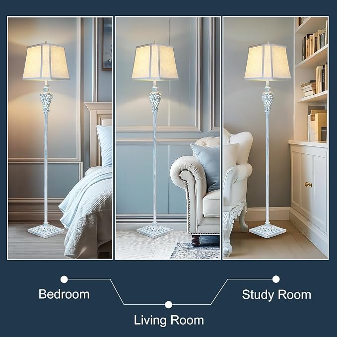 Vintage Floor Lamp with Nightlight, Washed Blue Finish Farmhouse Style Design - Image 4