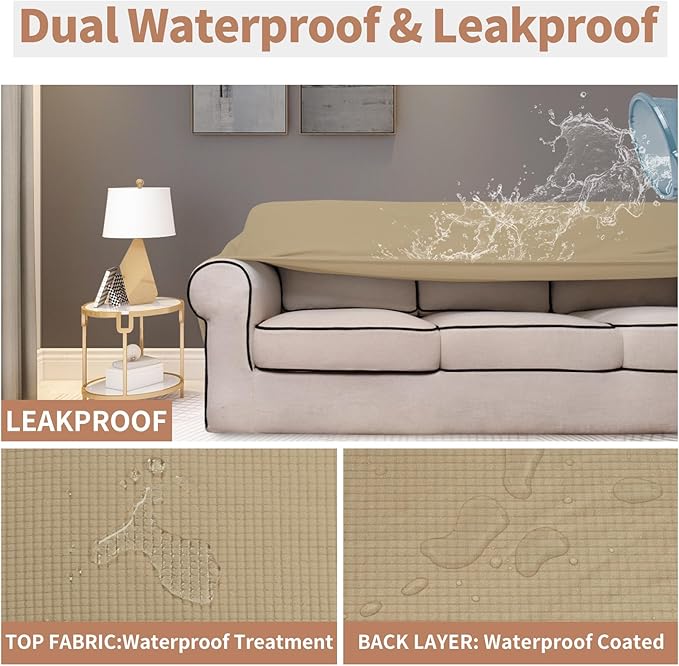 Easy-Going 100% Waterproof Loveseat Couch Cover Stretch Jacquard Sofa Cover | - Image 3