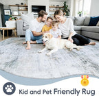 6x9 Washable Area Rug for Living Room Bedroom: Non-Slip Modern Blue Grey | - Image 4