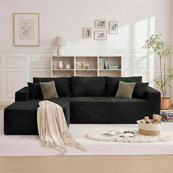 108" Boneless Couch Modular Sectional Sofa, L-Shaped Couch - Image 9